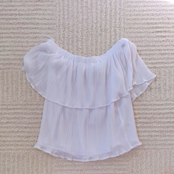 Express Tops - Express White Off-Shoulder Blouse